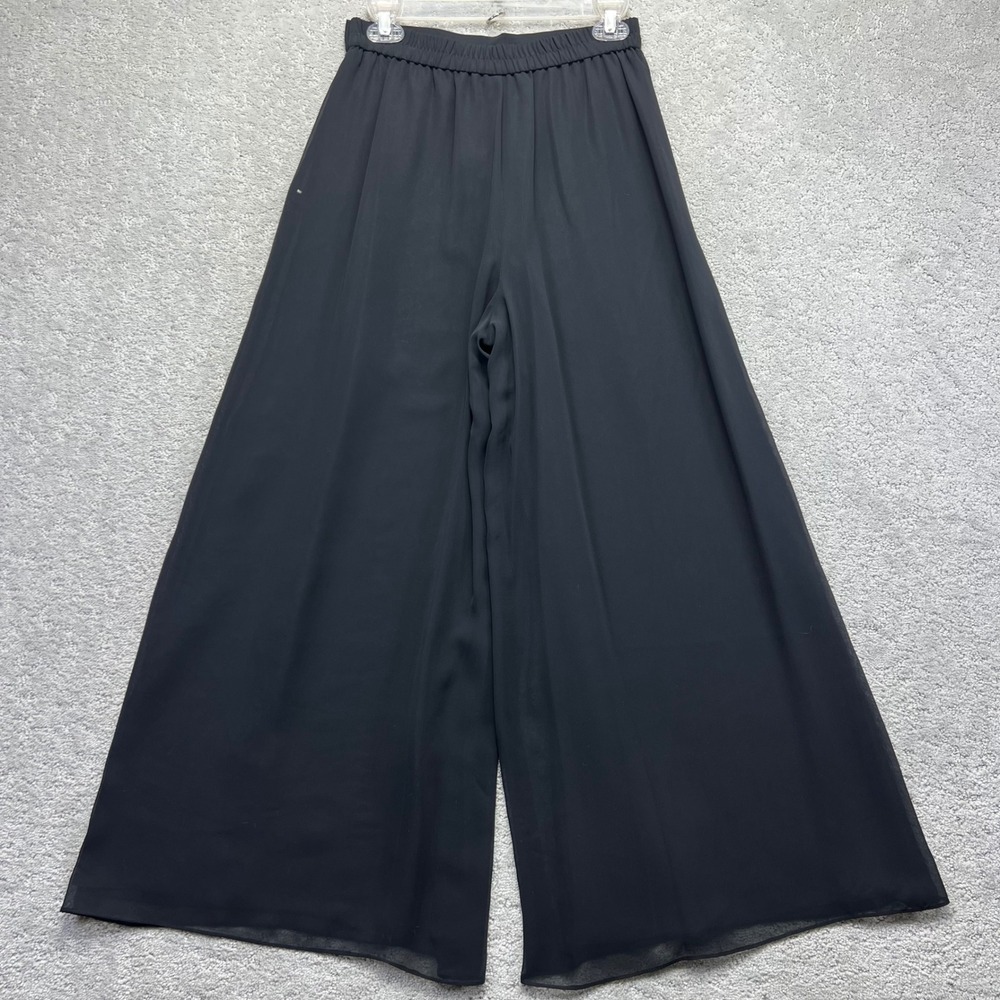 Adrianna Papell Pants 8P Black Evening Essentials Wide Leg Palazzo Sheer Flowy - Picture 9 of 16